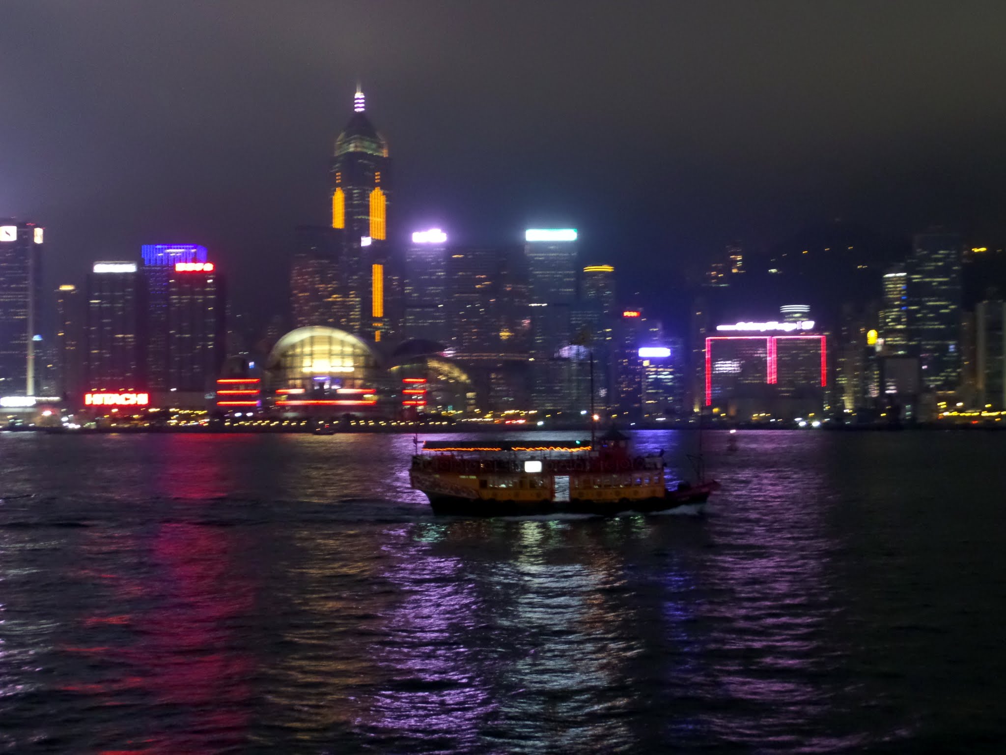Night time view from the Star Ferry, Hong Kong
