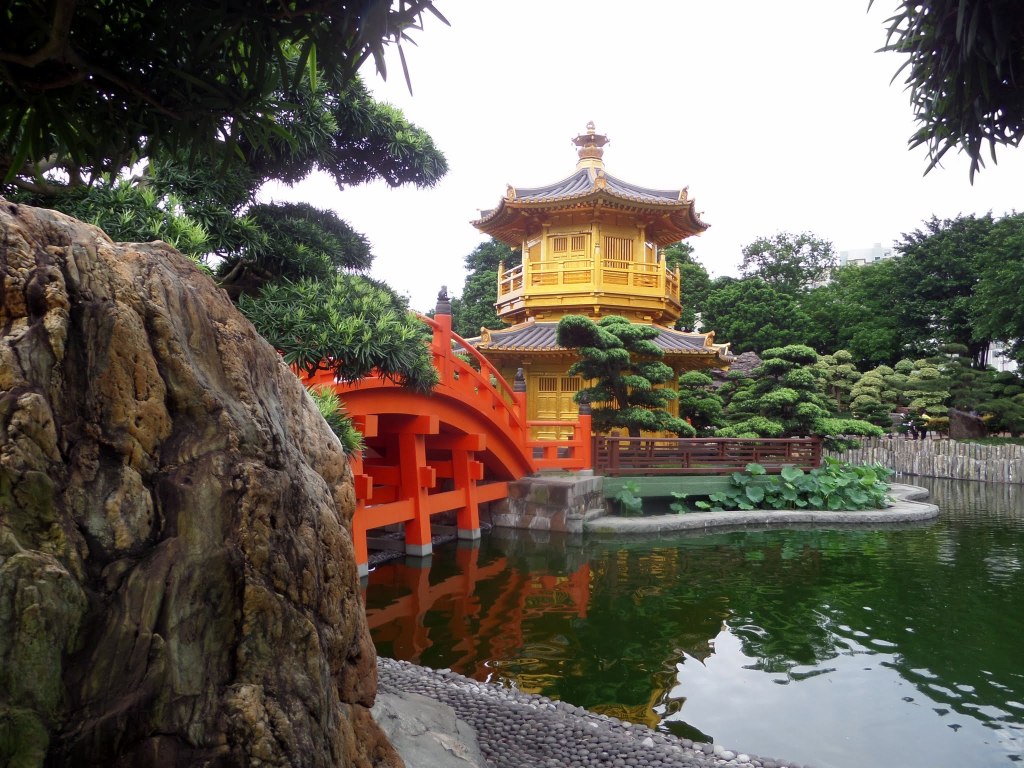 Golden pavilion and bridge, Nan Lian Gardens, Hong Kong
