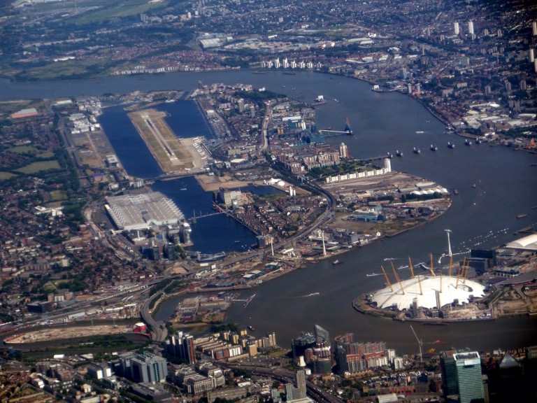 River Thames and O2 Arena from the air