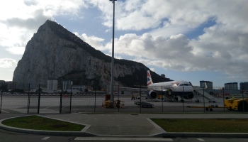 Gibraltar Airport with rock in background