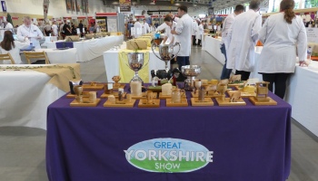 Cheese judging trophies at the Great Yorkshire Show 2022