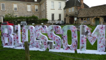 Blossom sign in Evesham, Worcestershire